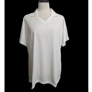 New HPI Direct Womens Short Sleeve White V-neck Polo Shirt Size XL